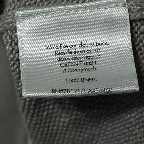 Eileen Fisher NWT Sweater Gray White Striped Linen Tunic Casual Coastal Beach XL - Picture 5 of 7